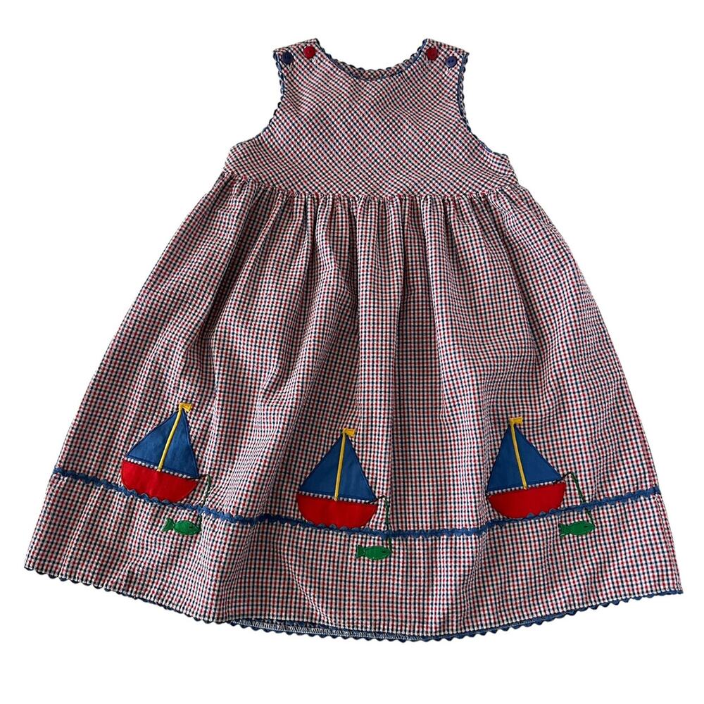 Vintage Monday's Child Seersucker Boat Dress